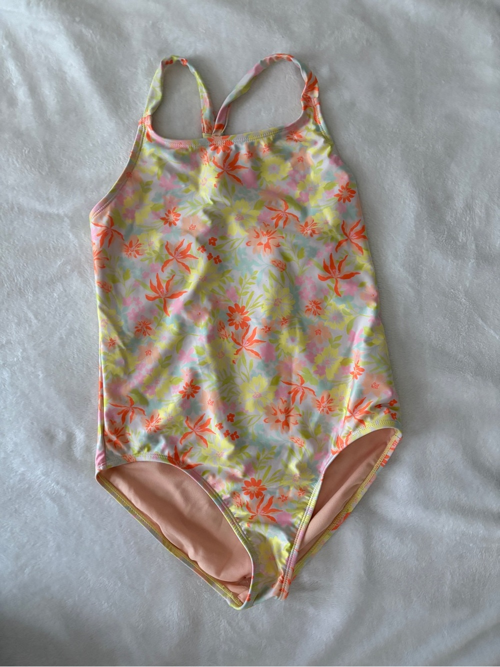 wonder nation Floral One-Piece Swimsuit in Peach, Yellow and Pink